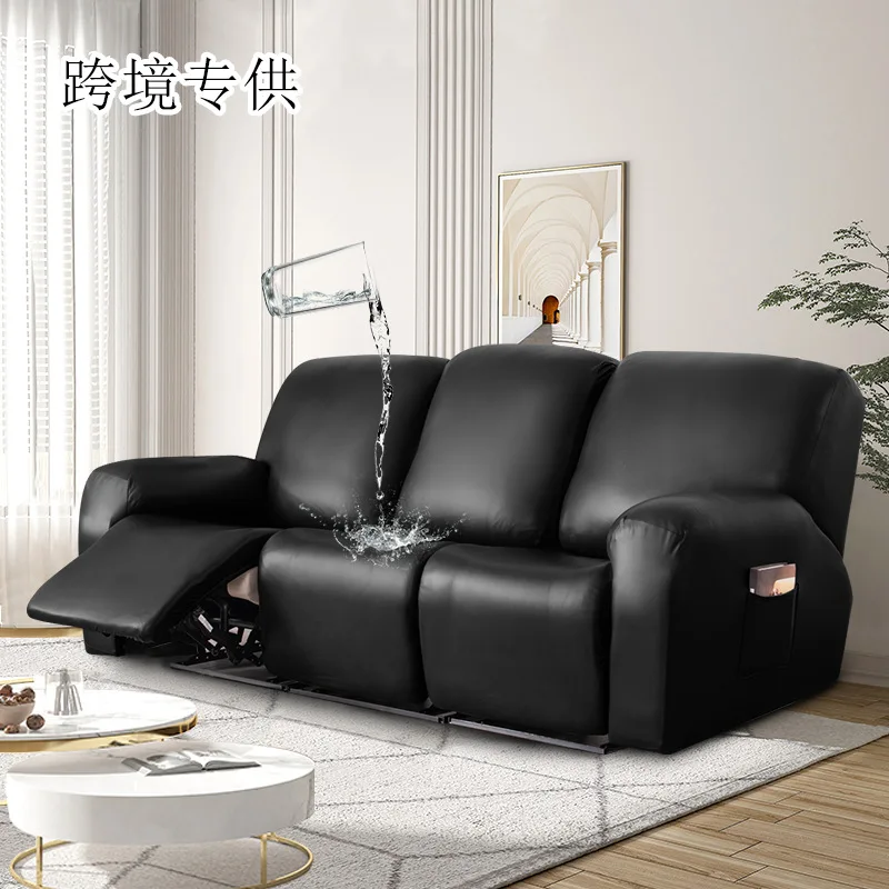 Pu Leather Full Recliner Sofa Cover Set Waterproof Solid Furniture Protector Seat Combination Sofas Removable Living Room