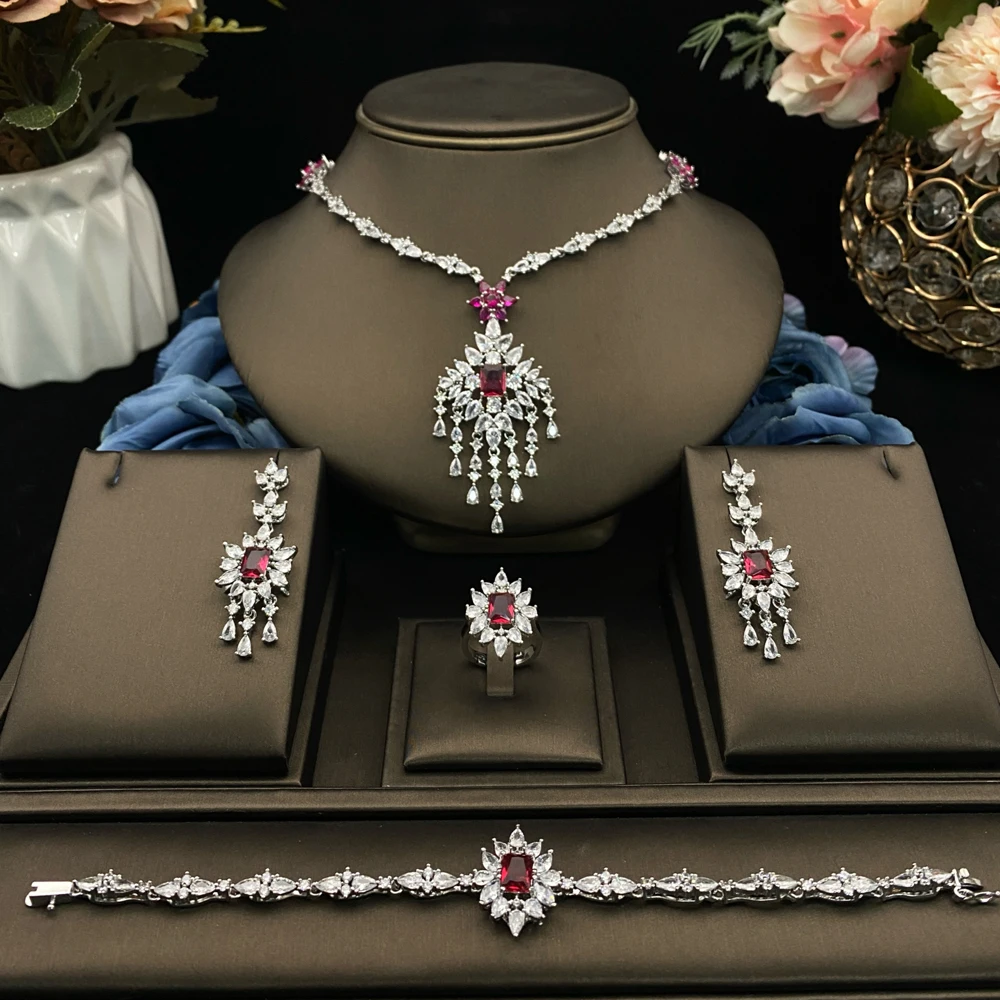 flora-arabe-platine-plaque-ensemble-de-bijoux-de-mariage-avec-zircon-artificiel-collier-boucles-d'oreilles-bracelet-bague-accessoire-de-mariee