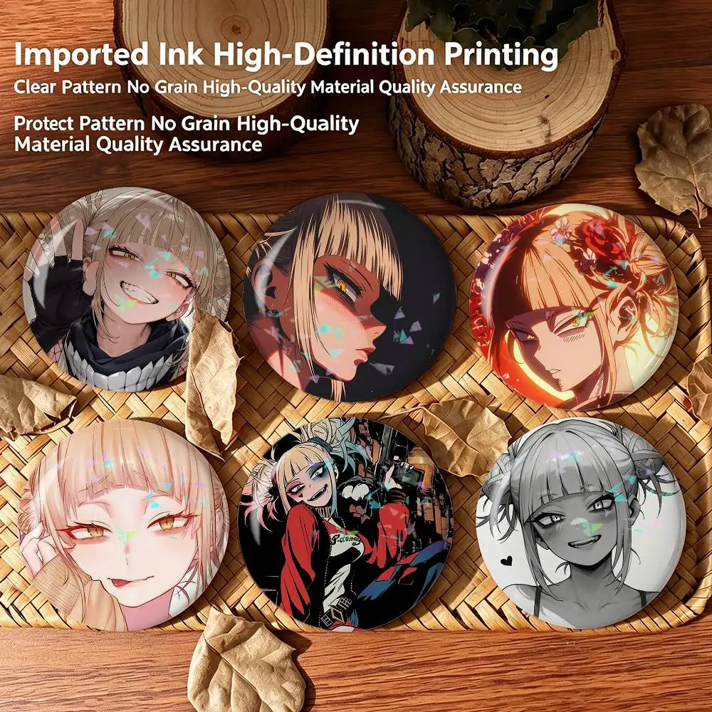H-Himiko Toga My Hero Academia Badges Creative Tinplate Round Button PinsBrooch Badge Clothes Backpack Custom