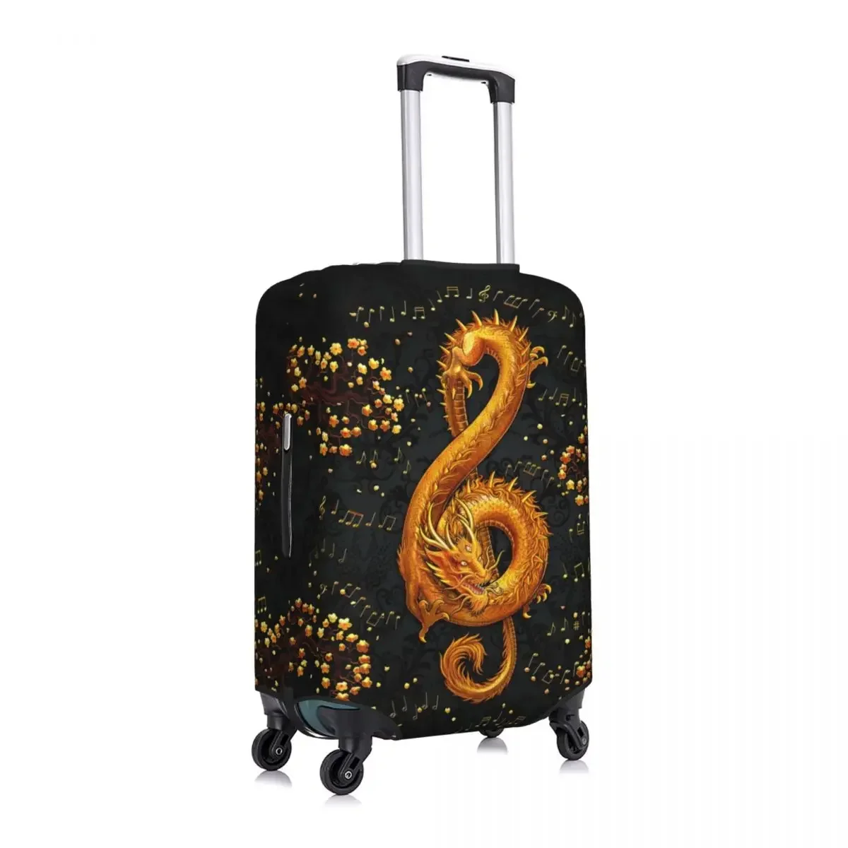 Custom Treble Clef Music Dragon Luggage Cover Elastic Travel Suitcase Protective Covers Fits 18-32 Inch