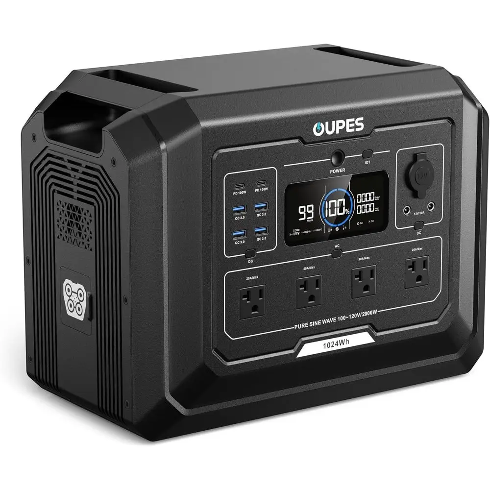 

Mega 1 Portable Power Station 2000W (Surge 4500W), 1024Wh LiePO4 Battery r Generator, Expandable to 5kWh, UPS, or Home Backup Po