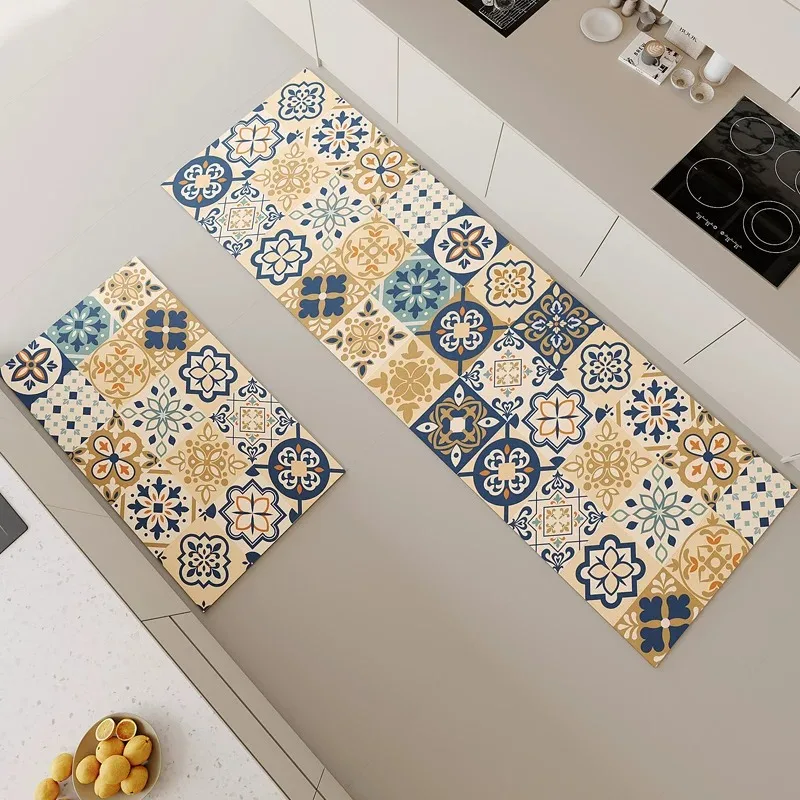 Kitchen Carpet Light Luxury Bohemian Oil-proof Dirty Resistant Easy Clean PVC Mats Non-slip Floor Mat Long Rugs Alfombra Cocina