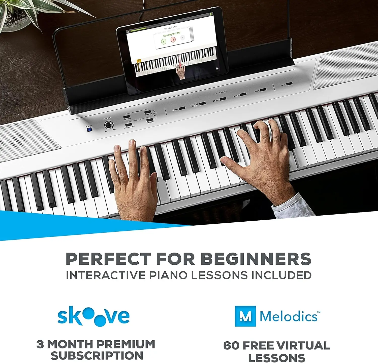 

Recital – 88 Key Digital Piano Keyboard with Semi Weighted Keys, 2x20W Speakers, 5 Voices, Split, Layer and Lesson Mode