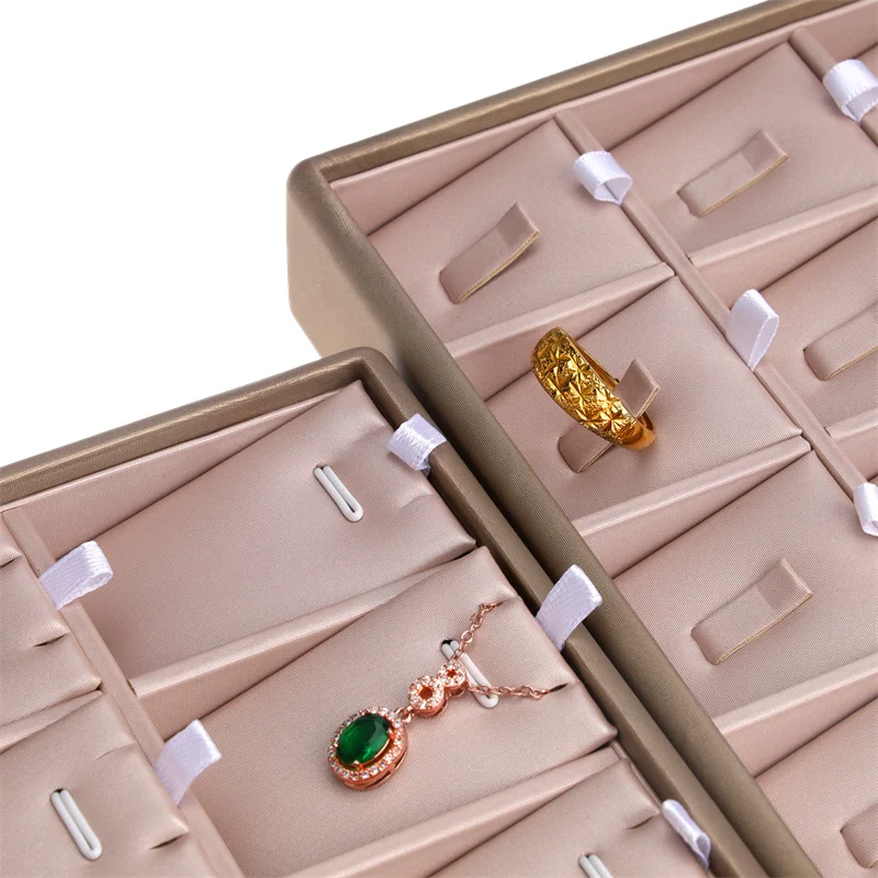 

25*18cm High end leather jewelry packaging tray earring pendant rings storage case Desktop decoration collection tray