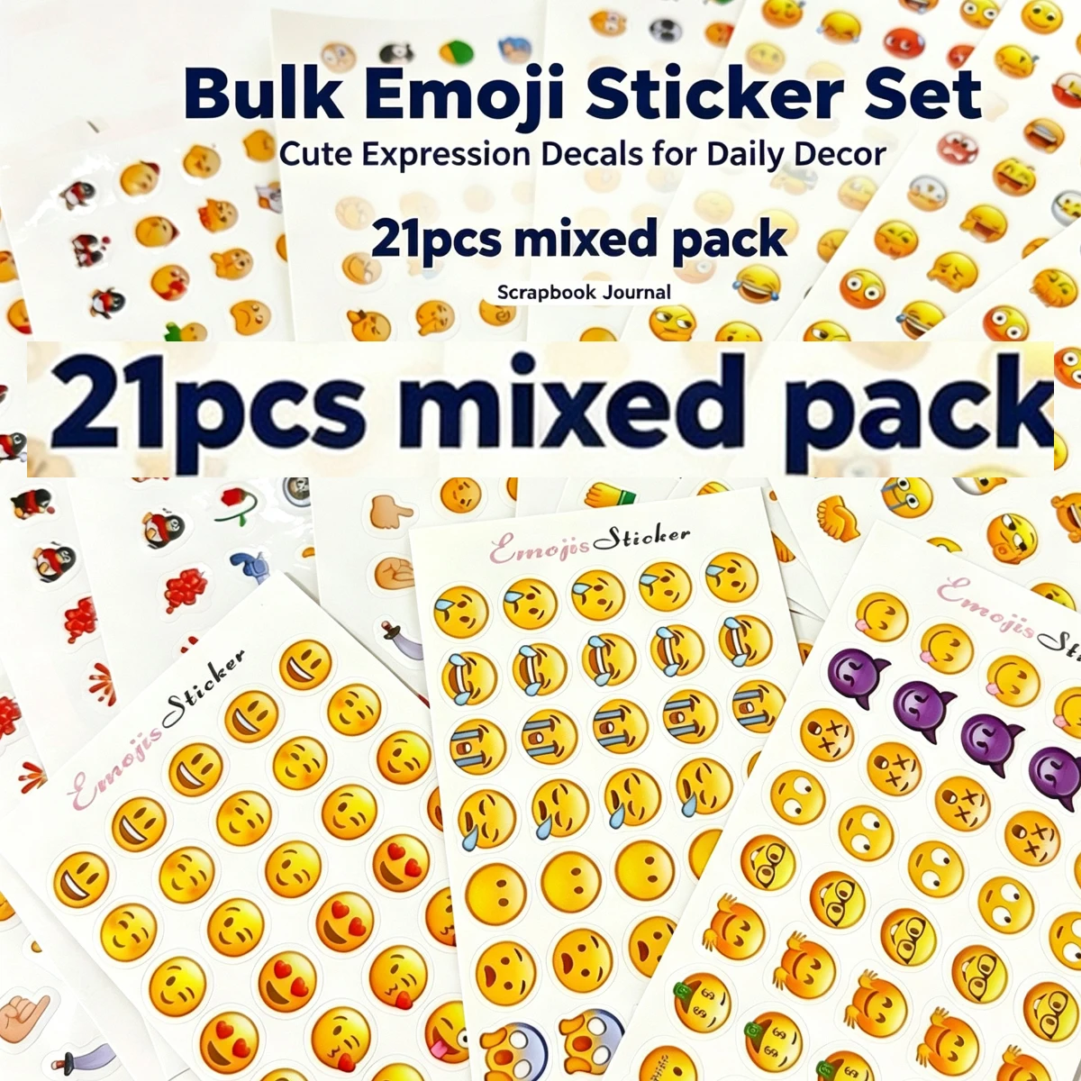 Emoji Stickers Cute Expression Decals Self-Adhesive DIY Scrapbook Journal Planner Decor Handmade Craft Sewing Accessories