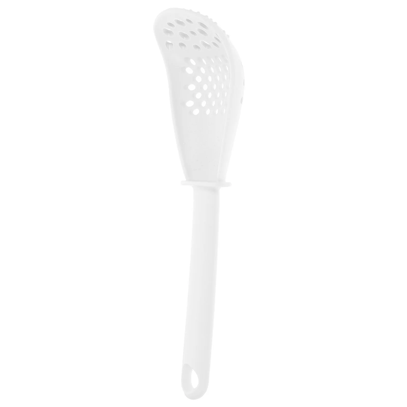 

Multifunctional Kitchen Spoon Colander Potato Masher Strainer Garlic Ginger Crusher Noodles Food Drainer White Plastic