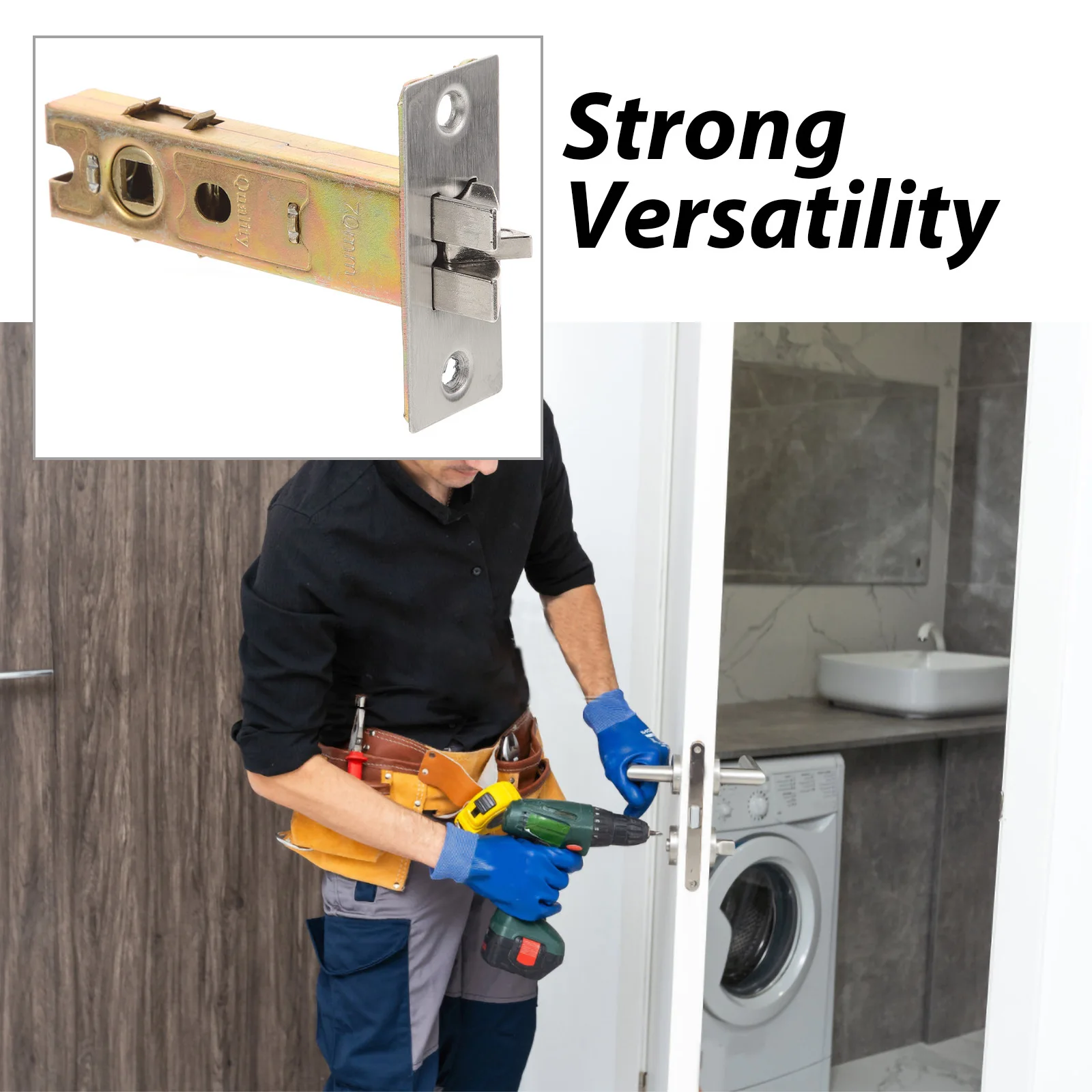 

1 Set Stainless Steel Tubular Latch For Interior Door Ball Lock Knob Replacement Wood Door Latch Deadbolt Bathroom Lock Entry