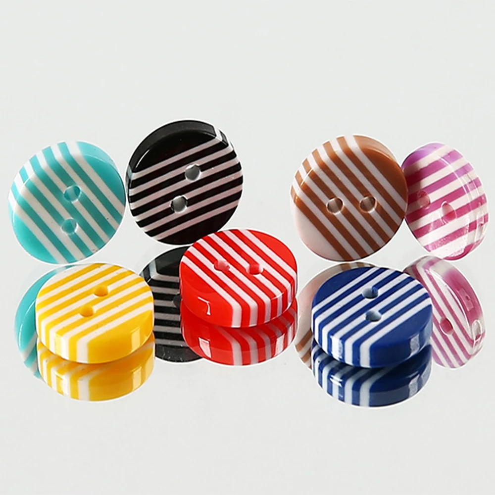 100PCS 11.5mm Resin Button Coat Sweater Button Color Circular Sweater Button Shirt Stripe Two Hole Button