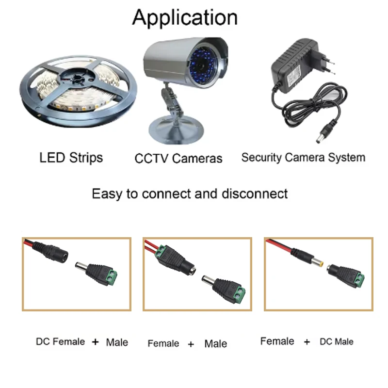 【10-2PCS】Male and female DC Power plug 5.5 x 2.1MM 12V 24V Jack Adapter Connector Plug CCTV 5.5x2.1MM