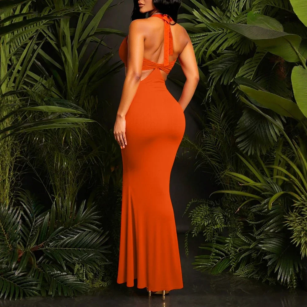 ドレス夏フィットスリムセクシーな背中の開いたオフショルダー恋人ネックマキシマーメイドビーチスタイルドレス女性のための