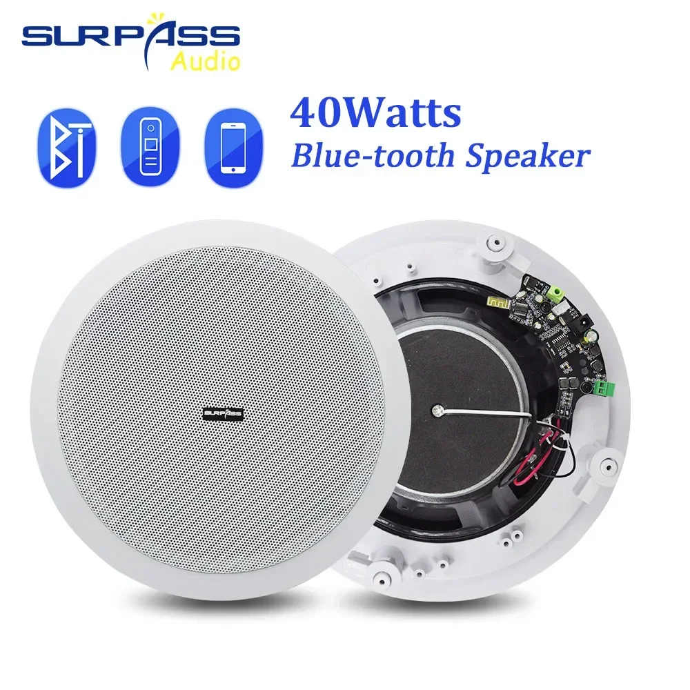 Casa inteligente sem fio coxial alto-falante de teto 40w bluetooth-compatível alto-falante de áudio 1 peça fundo música parede montagem jogador