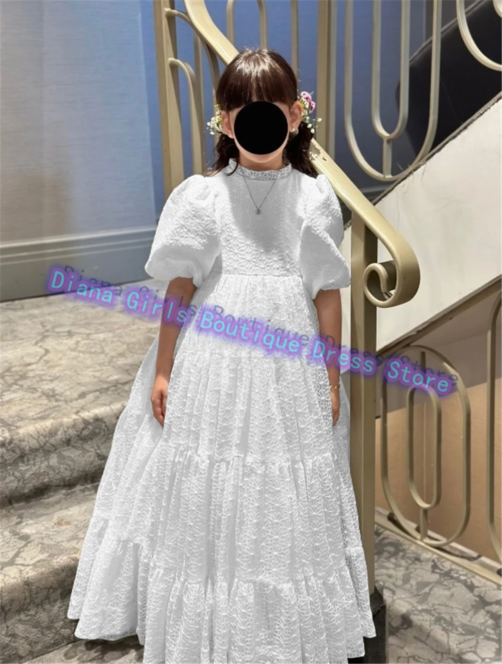 Elegant Ivory Milk Lace Fluffy Flower Girl Dress for Wedding Ball Dresses Little Princess B Aptism Birthday Party Evening Gowns