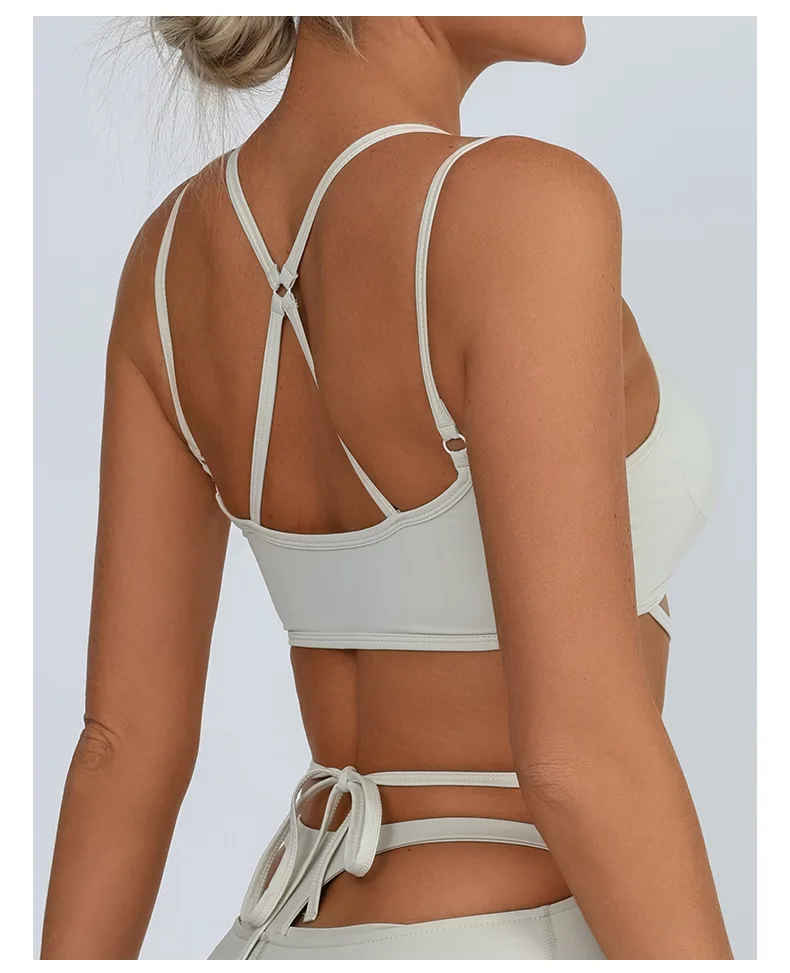 حورية البحر منحنى الخارجي سترة يوجا المرأة جميلة الظهر الصليب الدانتيل مع وسادة الصدر ليكرا التجفيف السريع الرياضة اللياقة البدنية حبال المرأة #5