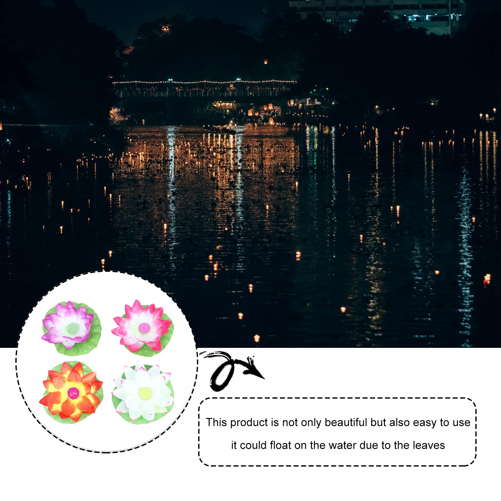 

4pcs Led Floating Lotus Bright Blessing Vivid Color Waterproof Pool Lake Pond Decor Event Party