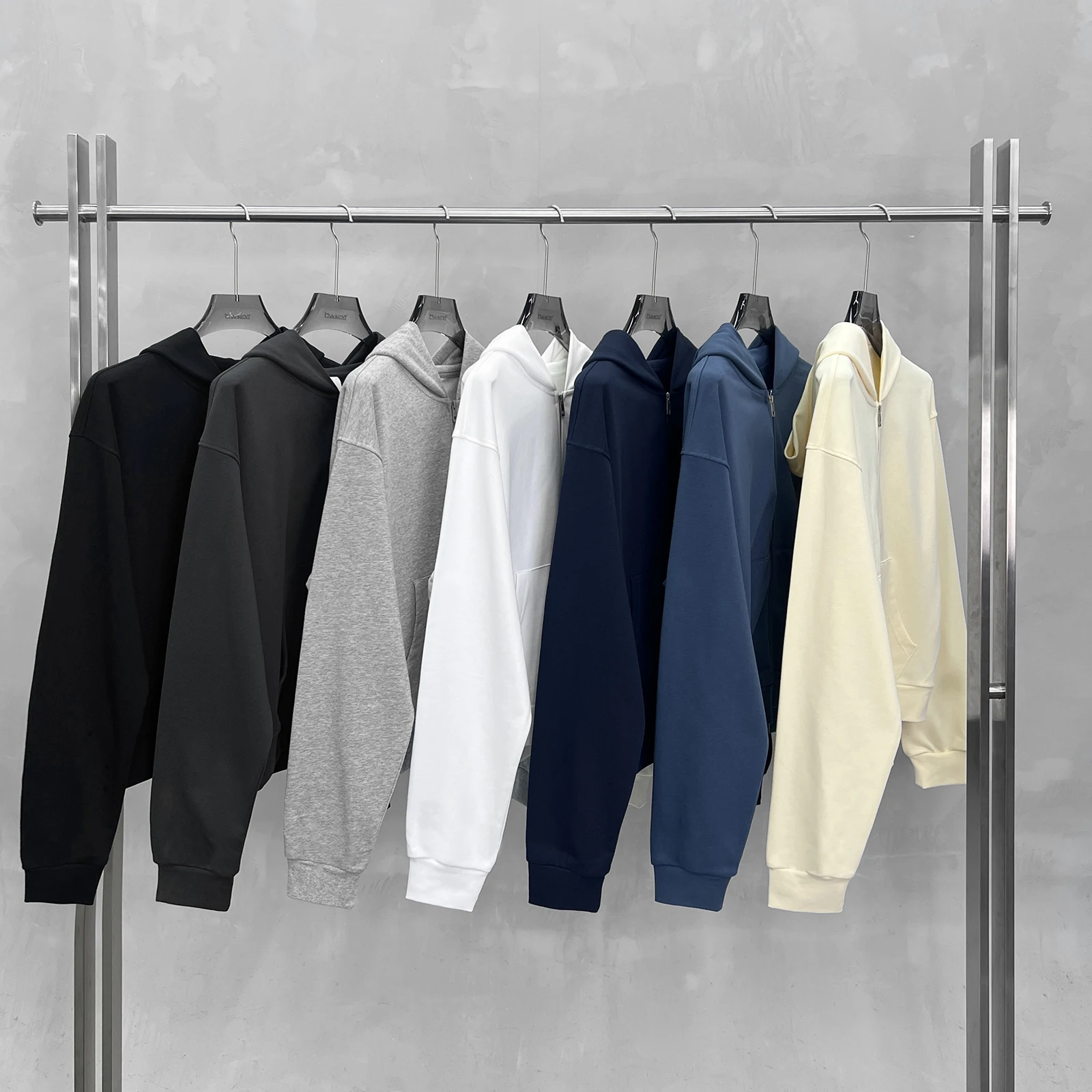 Brushed Zip Up Hoodie for Men Boxy Relaxed Cropped Oversized Quiet Luxury Full Zipper Sweat Jacket Pullover Hooded Top Unisex