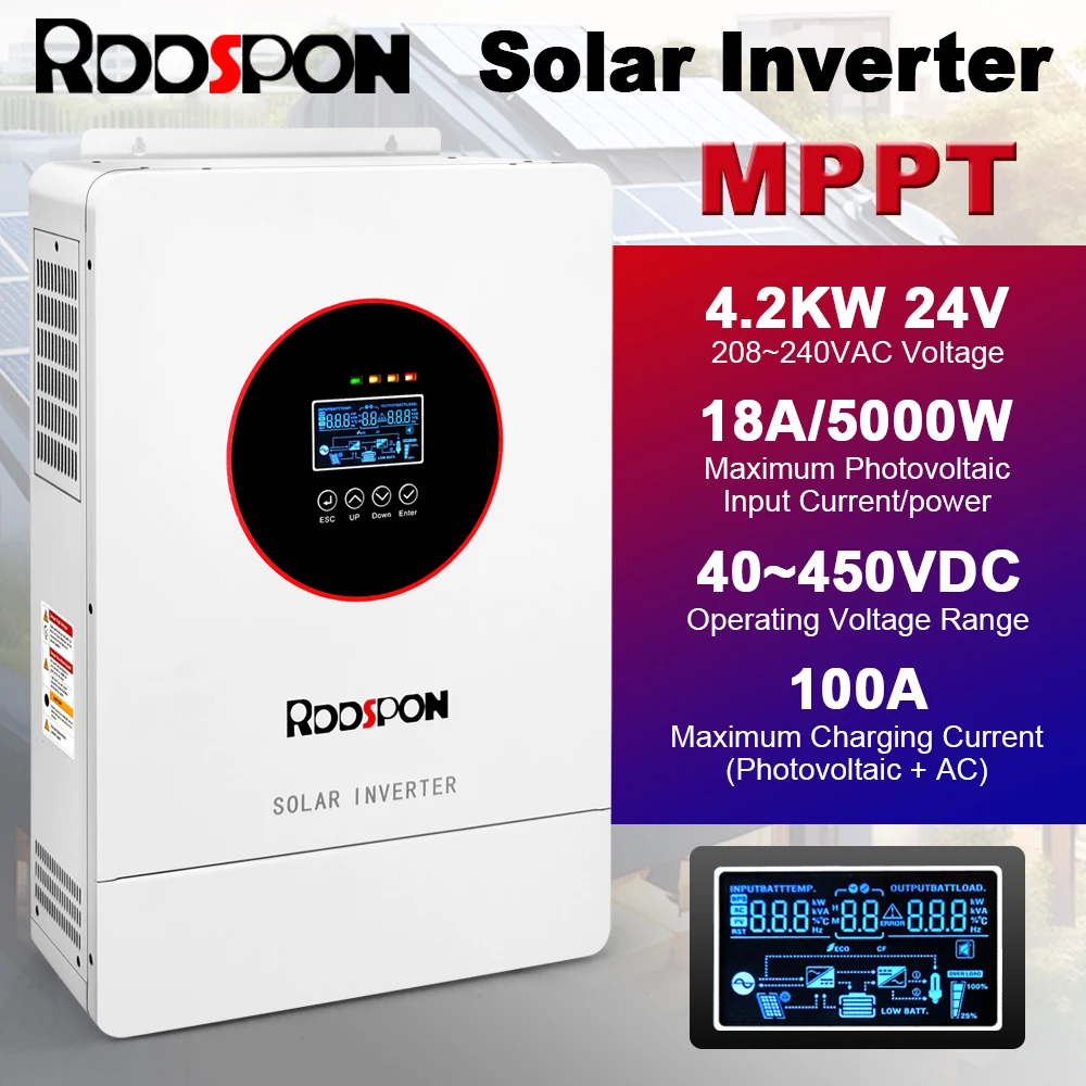 4.2KW 6.2KW Hybrid Solar Inverters 24V 48V MPPT  Pure Sine Off-Grid  Inverter control  integrated machine  Charge  Optional WIFI