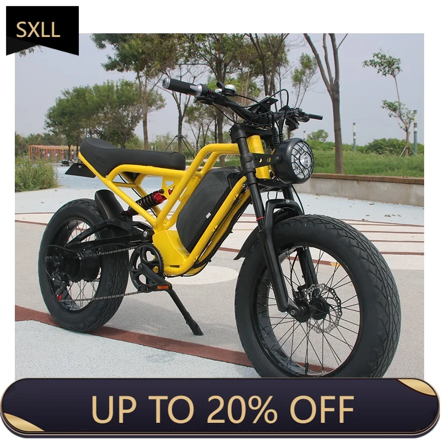 

SXLL US Ready Stock Akez Cafe Racing Electric Mud Pit Mountain Electric Bike 1500W Fat Tire Ebike Electric Cruiser Adult US Ware