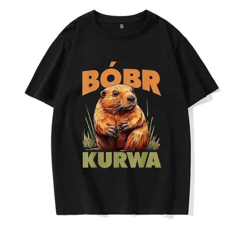 

90S Cartoon Bobr Grunge Funny Kurwa Bober Mange T-Shirt Harajuku Y2k Tees Tops Men Fashion EU Size T Shirt Clothes