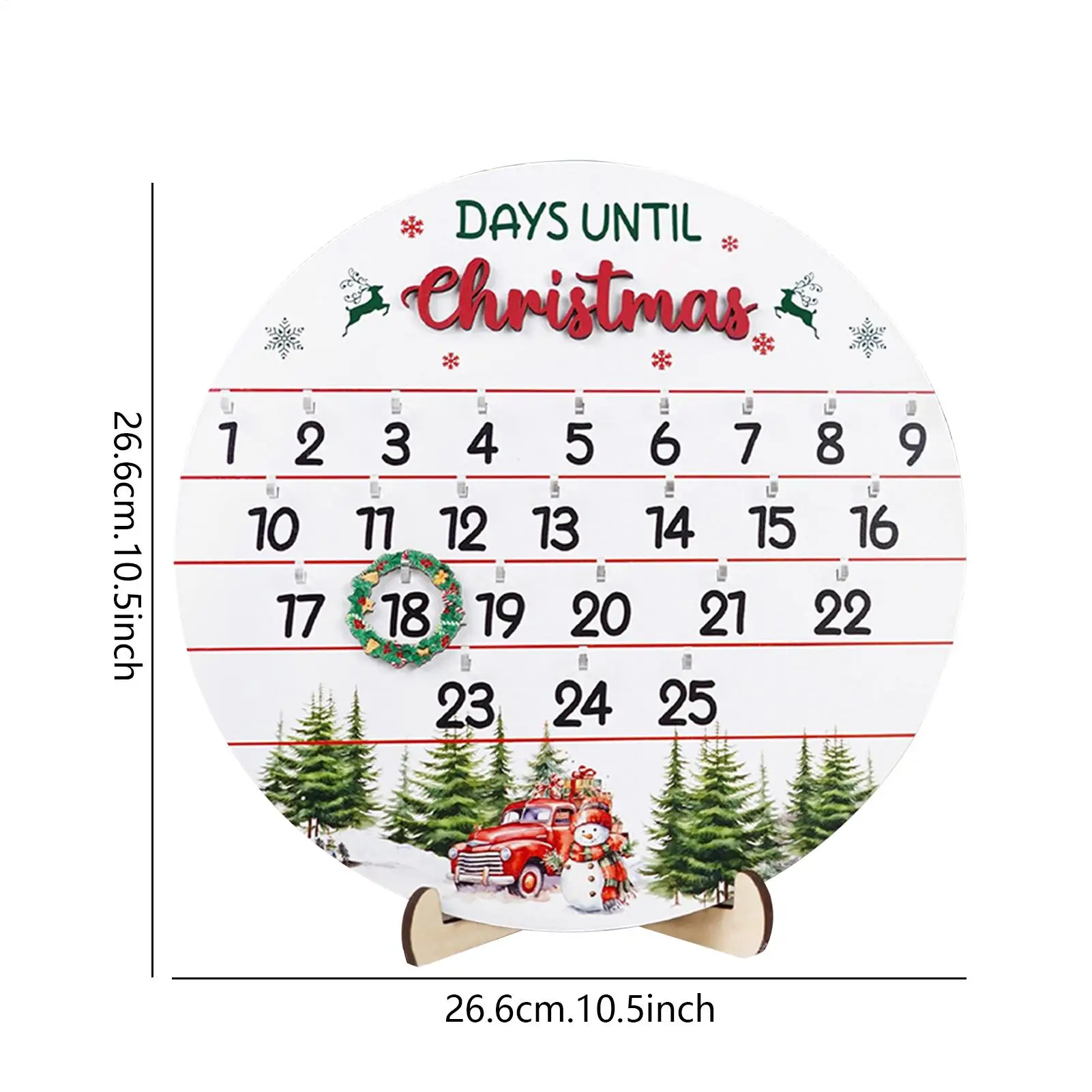 Christmas Countdown 25 Days Christmas Advent Calendar Wooden Decoration Door Sign Calendar for Indoor Outdoor Wall Fireplace