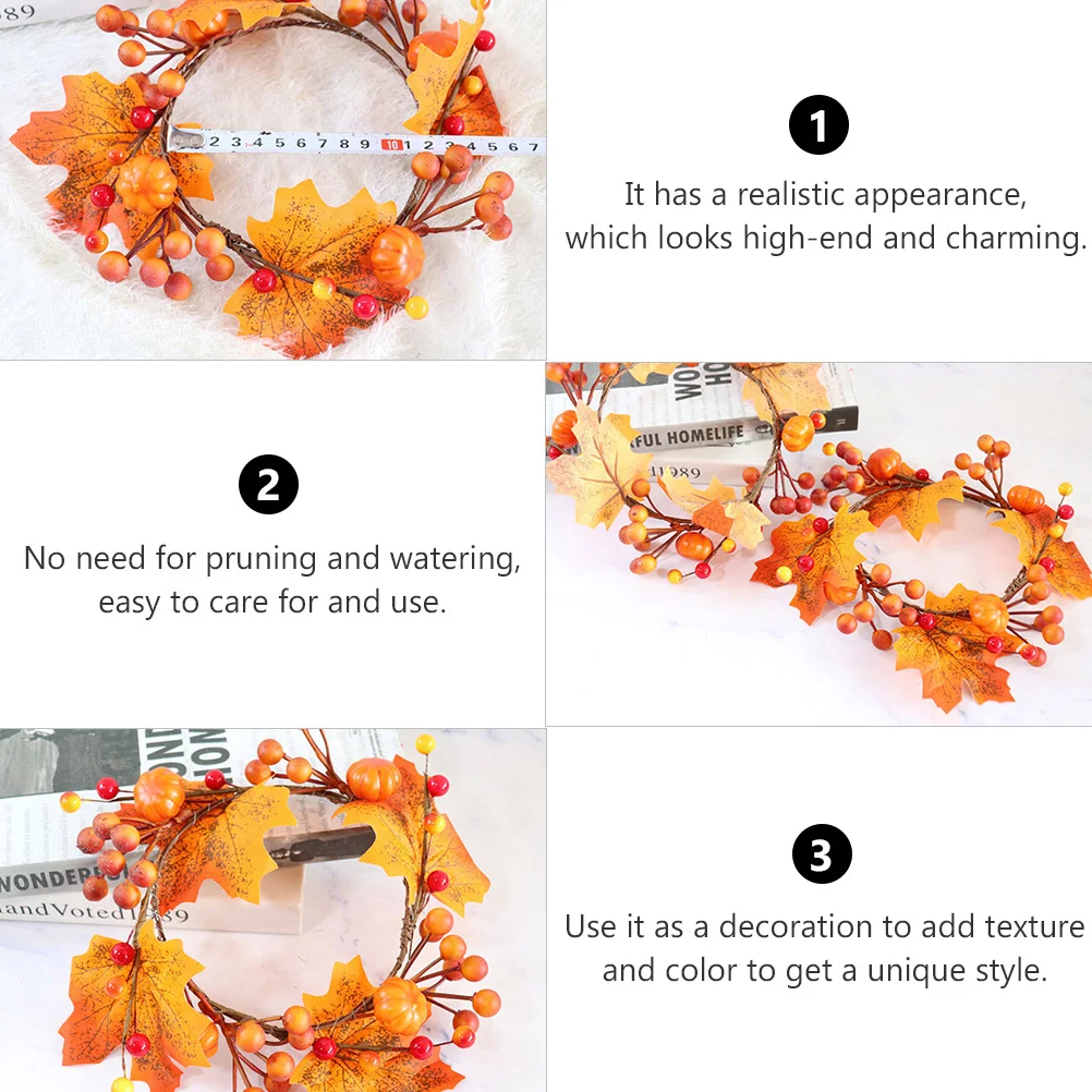 

Maple Pumpkin Wreath Fall Decor Thanksgiving Iron Wire Artificial Flowers Door Table Top Holiday nament Long Lasting Easy