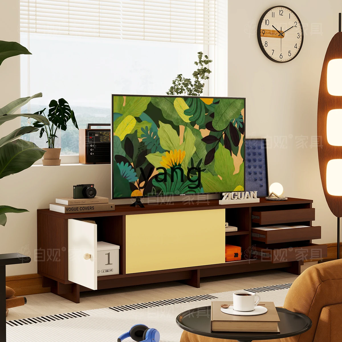 LTT TV cabinet Large capacity storage floor cabinet Screen projection display Background wall Low cabinet