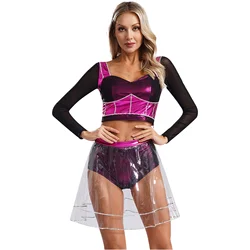 Six The Music Katherine Howard Cosplay Costume Musical Theater Dance Outfits for Women Long Sleeve Crop with Skirt Set Costume