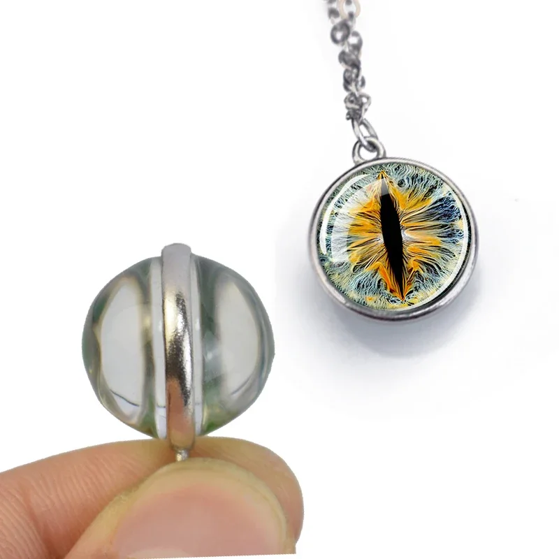 Fashion Dragon Eye Necklace Cat Eye Glass Ball Pendant Necklace for Women Men Girl Evil Animal Eye Pendant Charm Jewelry Gifts