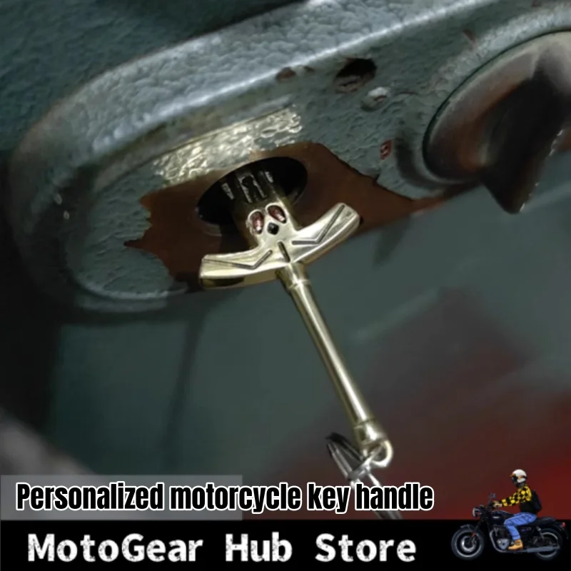 Motorfiets Gepersonaliseerde Sleutel Handvat Vervanging Hoofd Messing Elektrisch Pedaal Thuis Sleutel Motorfiets Modificatie Diy Accessoires