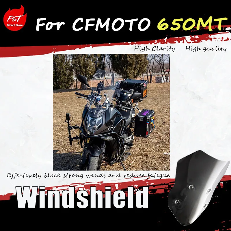 

For CFMOTO 650MT modified with windshield, front windshield glass guard, and chest windscreen. Imported and made taller.