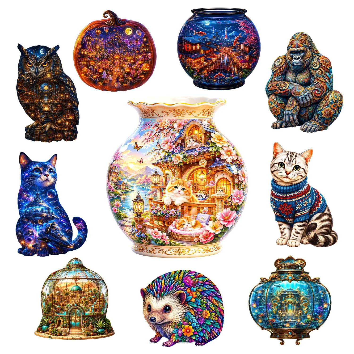 Animal Vase Wooden Puzzle Puzzle Game Toy Animal Jigsaw Puzzle Brain Teaser Special Occasion Collectible Gift