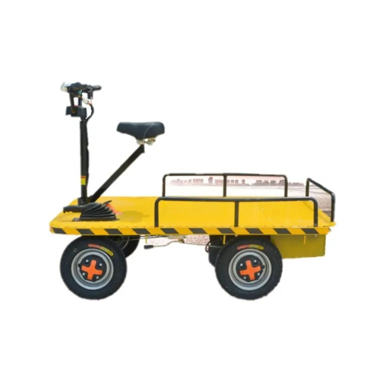 China Logistics Electric Flat Car/electric Trolley Electric Flat Trolley With Seat For Cargo Carrier Transport Flatbed Car