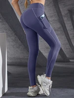New High Waist Women's Leggings Stretch Yoga Pants Tights With Pockets Push Up Fitness Running Sportswear Solid Color Pants - Image 6