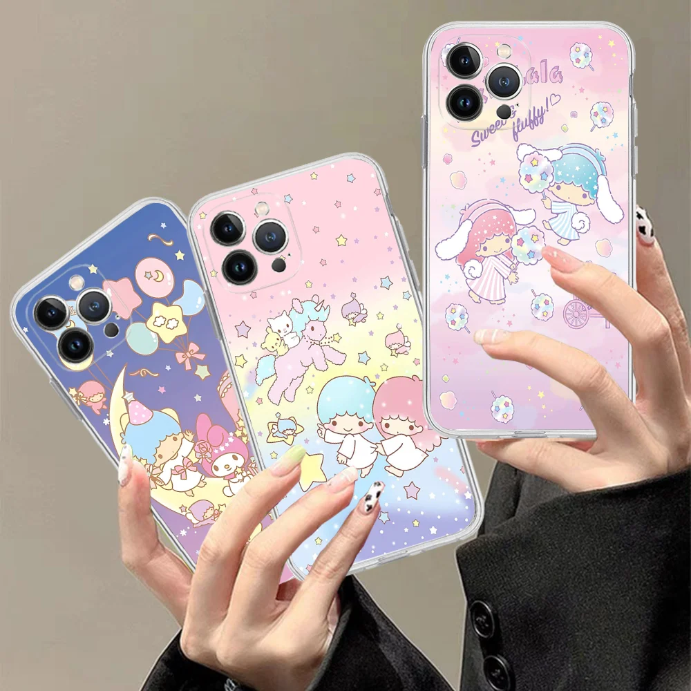 L-Little T-Twin S-Stars Phone Case Silicone Soft For Iphone 16 15 14 13 12 11 Pro Mini XS MAX Plus X Cover