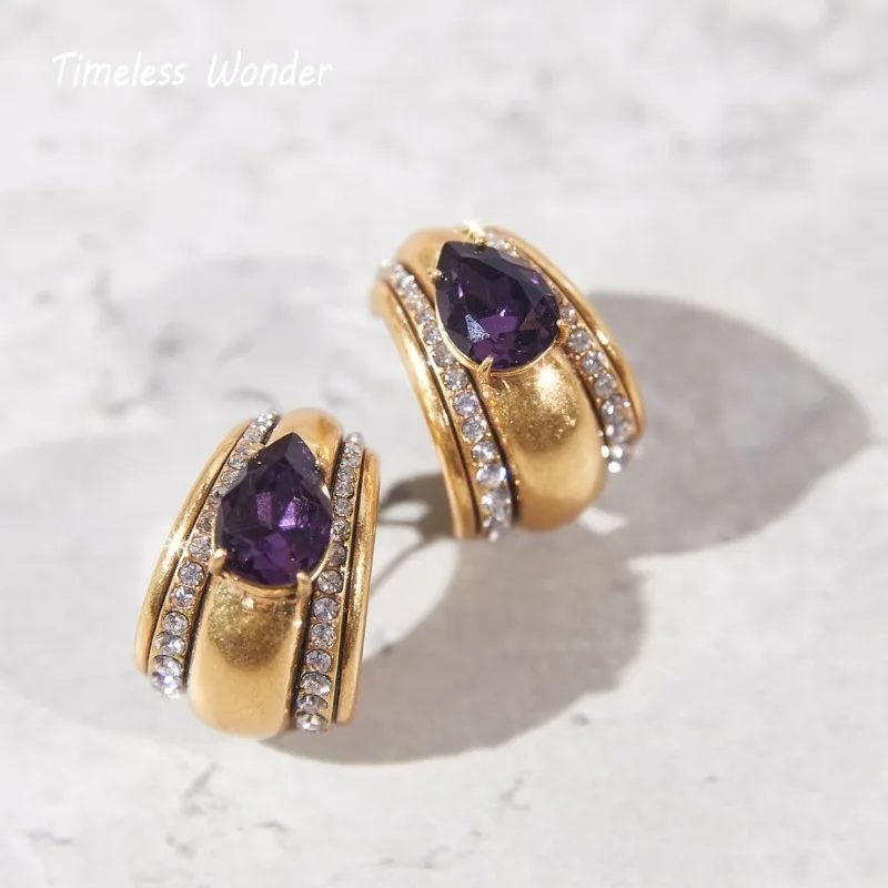 

Timeless Wonder Fancy Zircon Geo Button Earrings for Women Designer Jewelry Runway Luxury Gift Vintage Top Trendy 5136