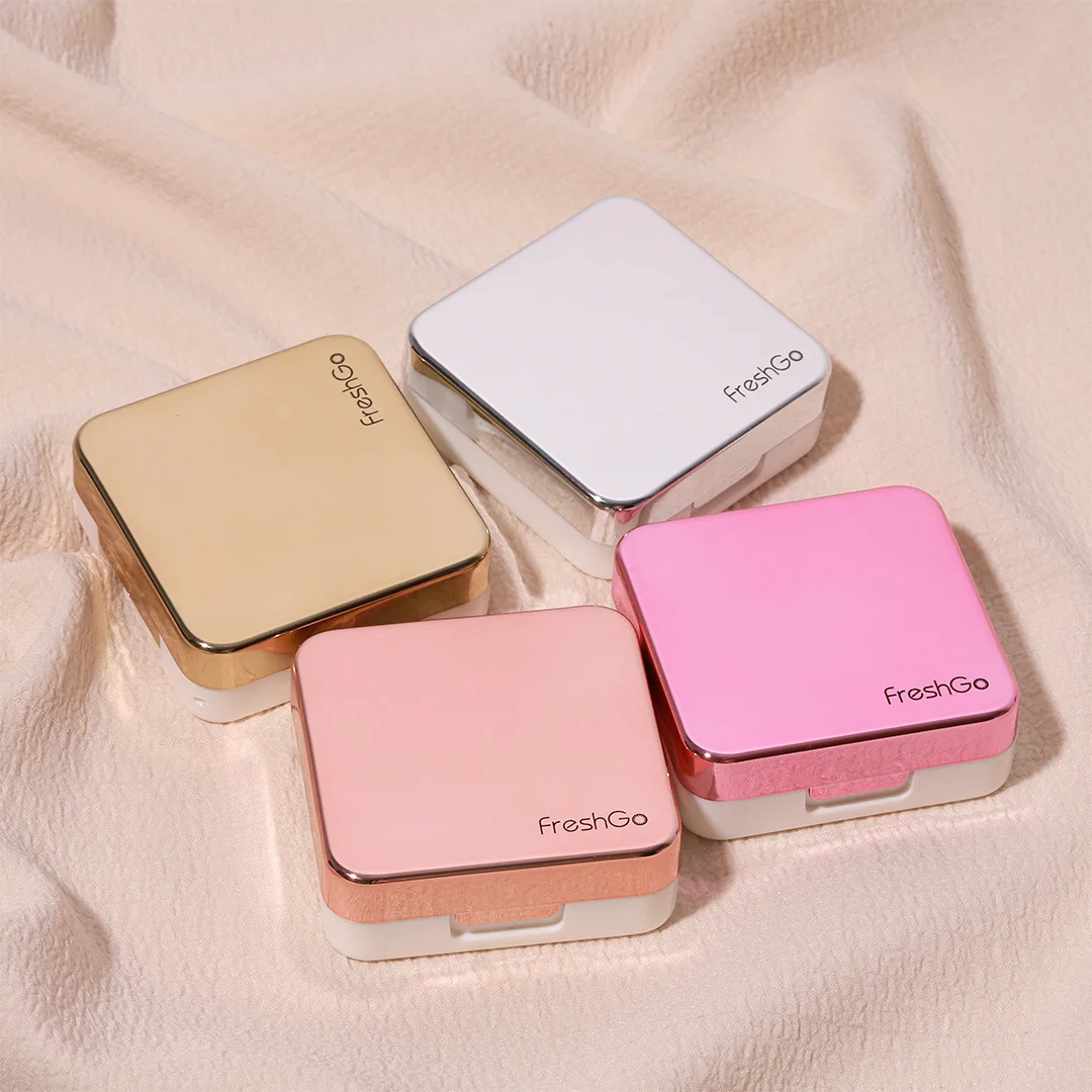 

Freshgo Color Contact Lenses Case With Mirror And Lovely Travel Style Container Gold/Rose Gold/Sliver/Rose red Glasses Lens Box