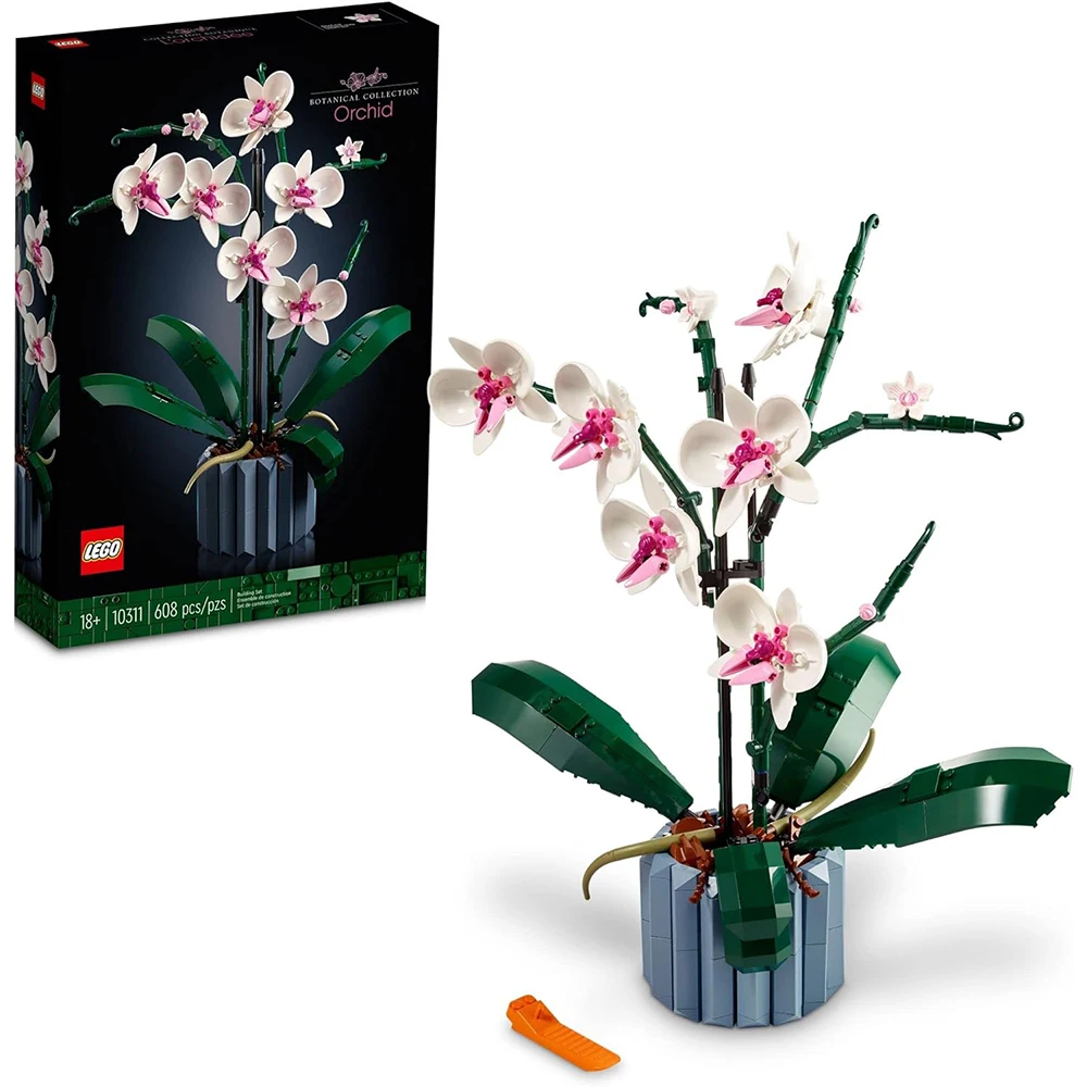 LEGO Icons Orchid Artificial Plant, Building Set With Flowers, Lego Flowers Set Toy 10311 Room Decoration