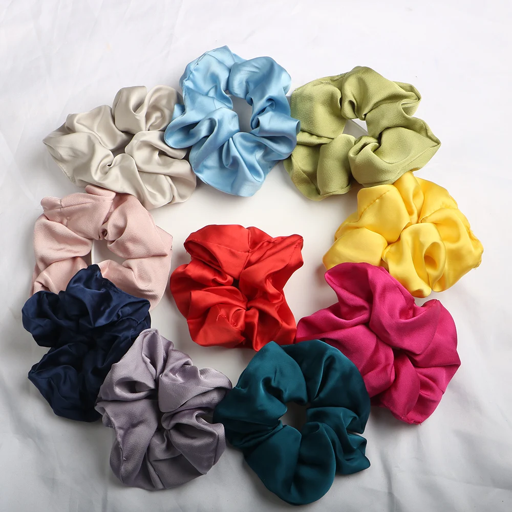 

Stain Hair Scrunchies Solid Color Women Silk Scrunchie Elastic Hair Bands Girls Satin Headwear Donut Grip Loop Ponytail Holder