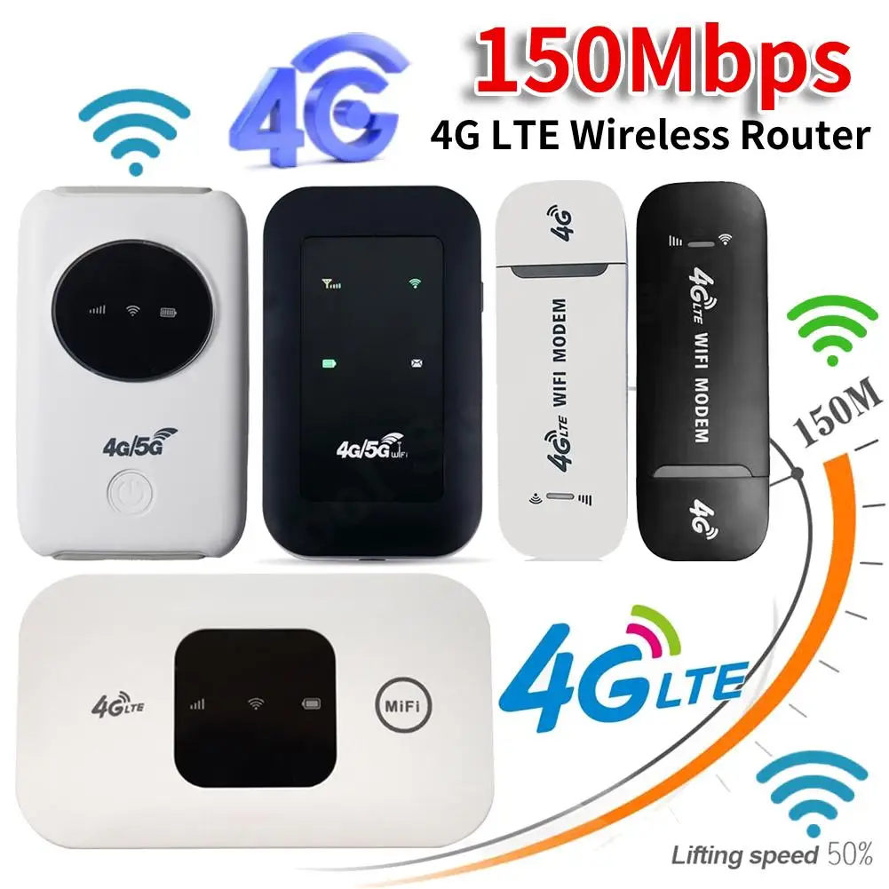 

4G Pocket WiFi Router 150Mbps USB Dongle Mobile Hotspot Wireless Modem with SIM Card Slot 4G Wireless Router for Home Office