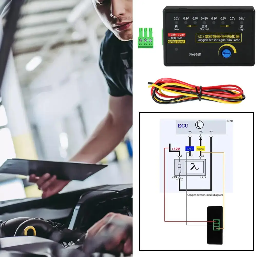 Professional Oxygen Sensors Simulators With 12V 24V Power Supply For Car Simulates Four Wire O2 Signal Testing Diagnosis L4B1