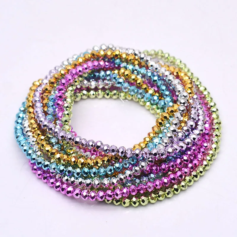 2 3 4mm New Color Golden Rose Blue Green Pink Faceted Crystal Glass Beads Spacer Loose Beads for Jewelry Making DIY Bracelet