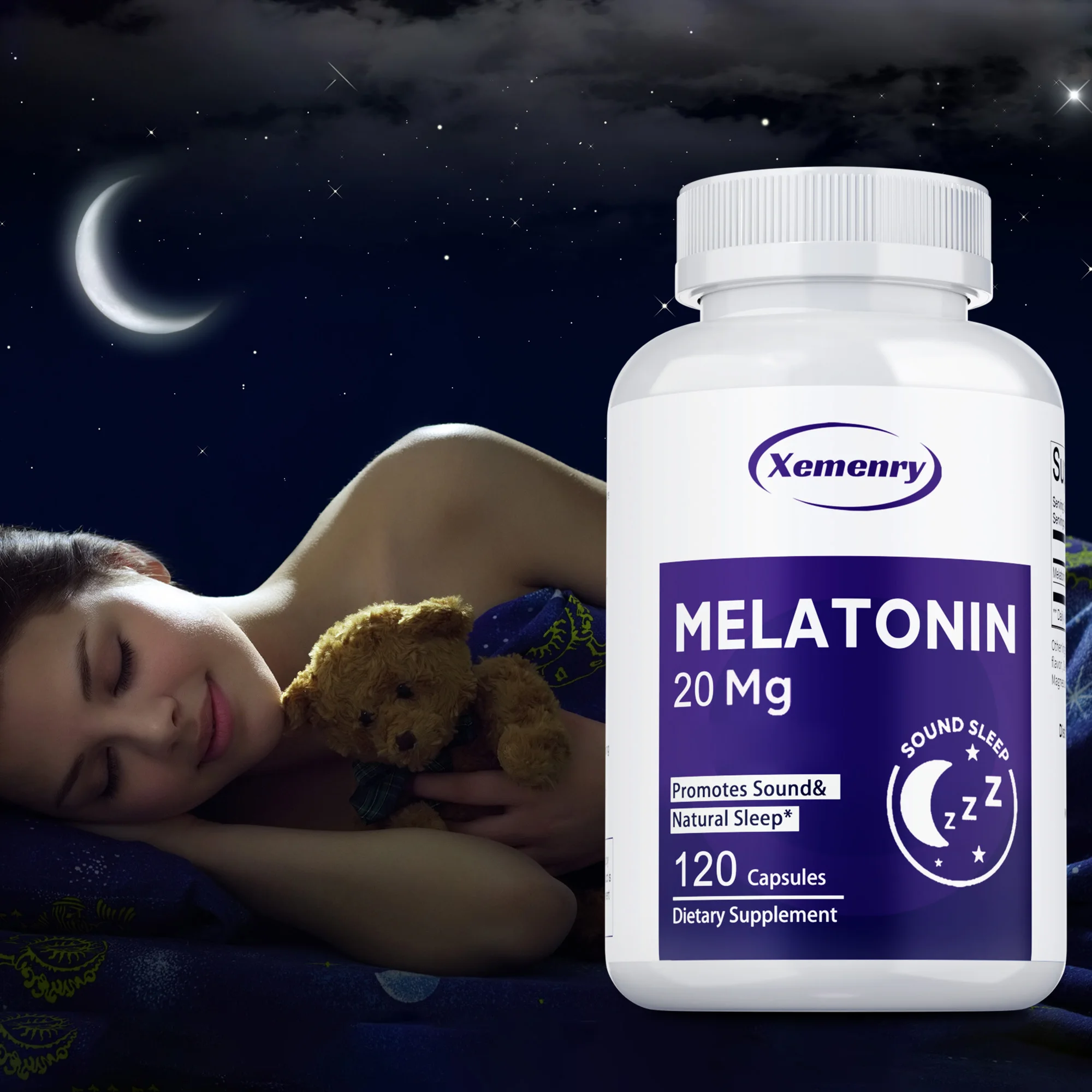 Melatonin 20 Mg Instant 120 Capsules - Natural Flavor, Fall Asleep Faster, Sleep Longer, Natural Sleep Aid