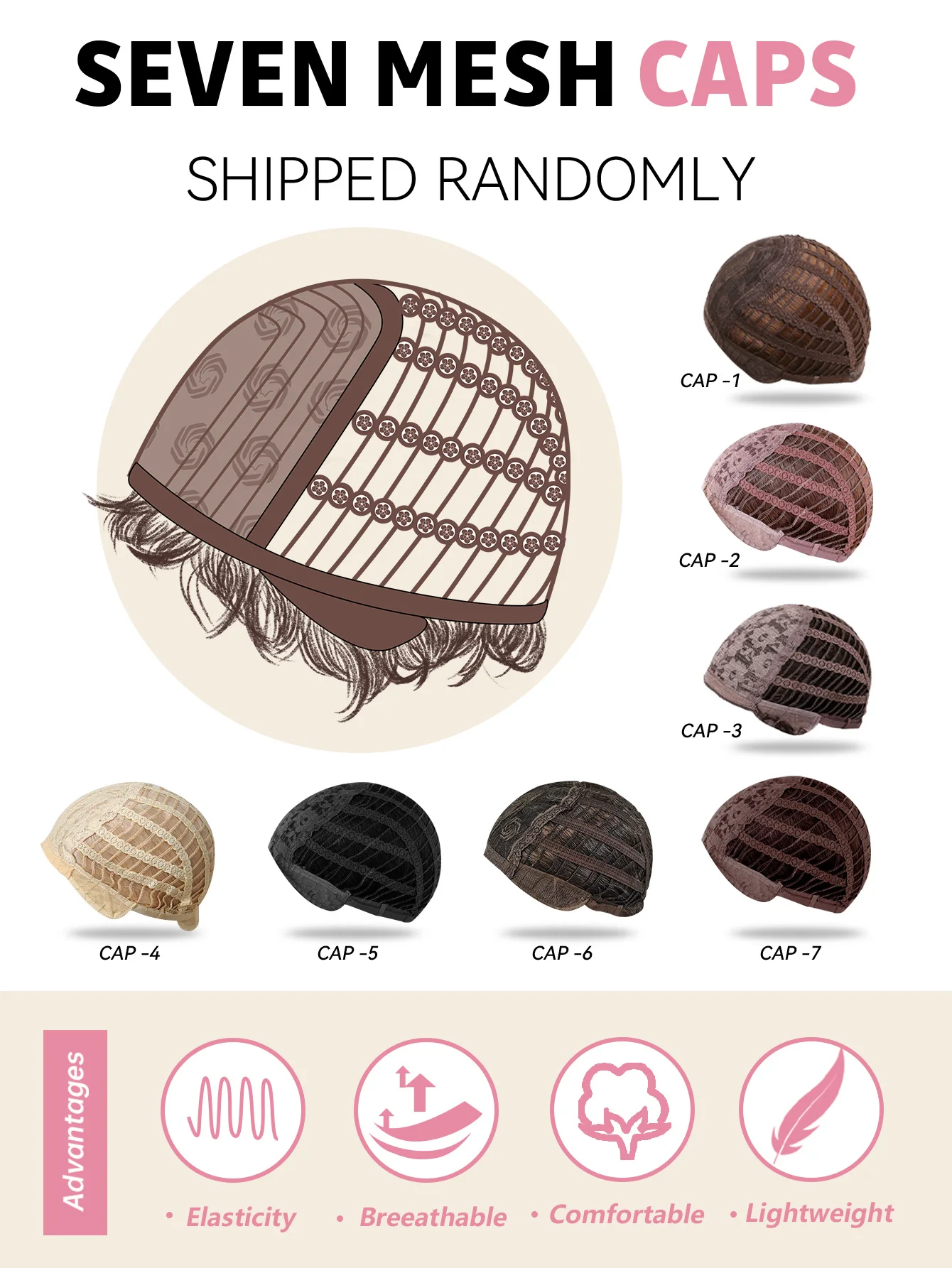 Schwarze Highlight-Rosa-Synthetik-Perücke mit Pony, lange gerade schwarze Highlight-rote Perücke für Frauen, Cosplay, Party, Weihnachten, 66 cm – Detail 8