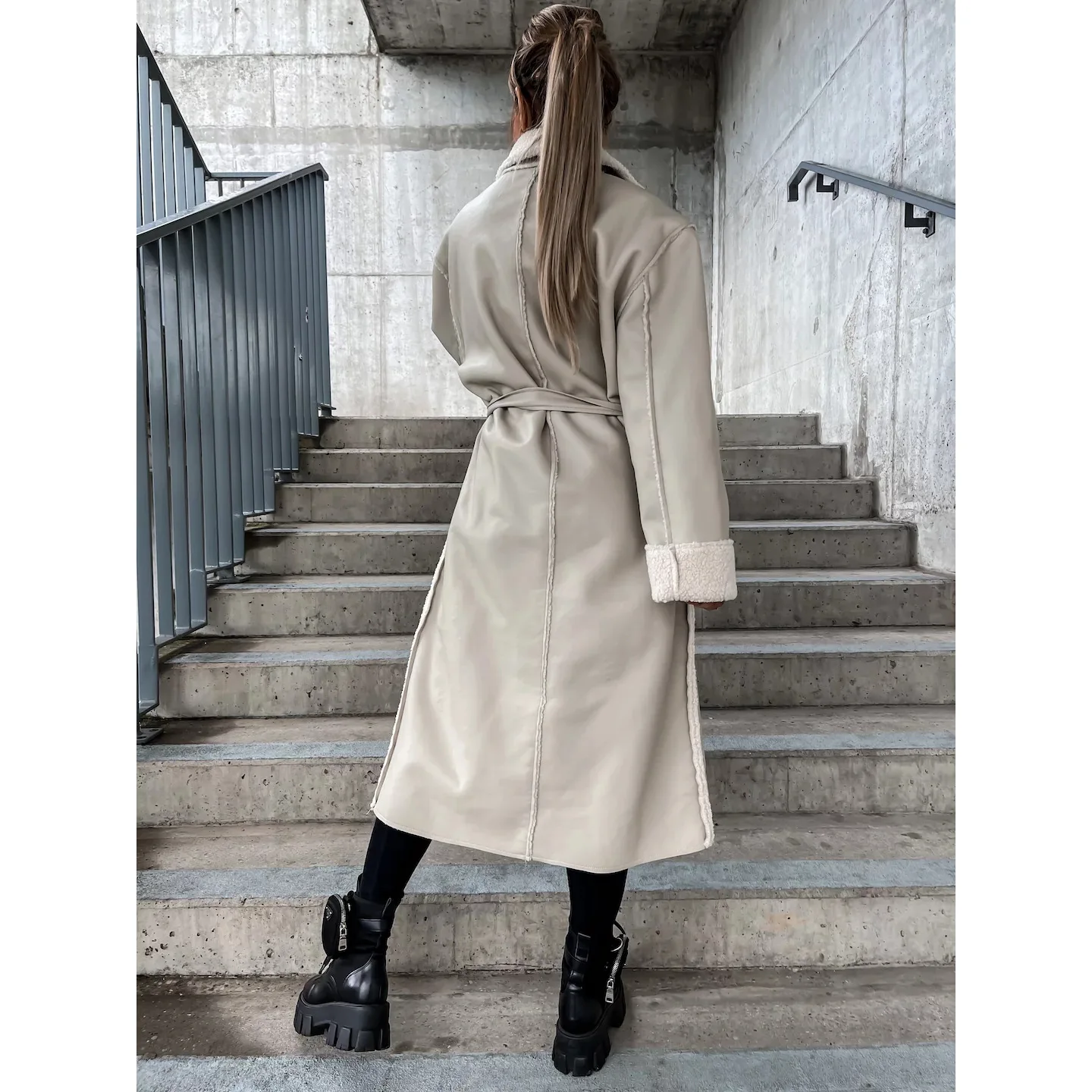 

Casual Thick Leather Trench Coat Loose Oversized Fashion Coat Warm Lined Coat Womens Stylish Autumn Winter Outerwear Coats