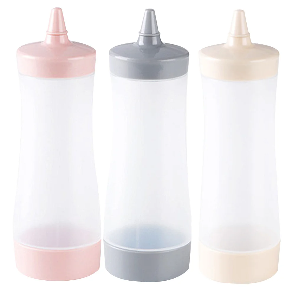 

3pcs Plastic Squeeze Bottle 600Ml For Ketchup Oil Vinegar Jam Condiment Dispenser Kitchen Accessories Salad Dressing Container