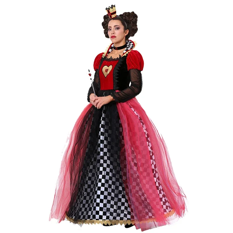 2024 Wonderland Girls Alice Princess Fancy Dress Cosplay Women Halloween Queen Of Hearts Family Purim Costume