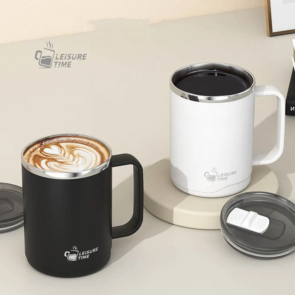 

304 Stainless Steel Insulated Mug Double-layer Large Capacity Milk Coffee Cup Heat-resistant With Handle Water Cup Office