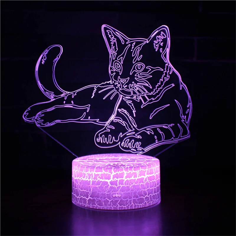 Nighdn 3D Lamp Illusion Cat Night Lights for Kids Room Decor LED 7 Color Chaging Table Lamp with USB Nightlight Birthday Gifts