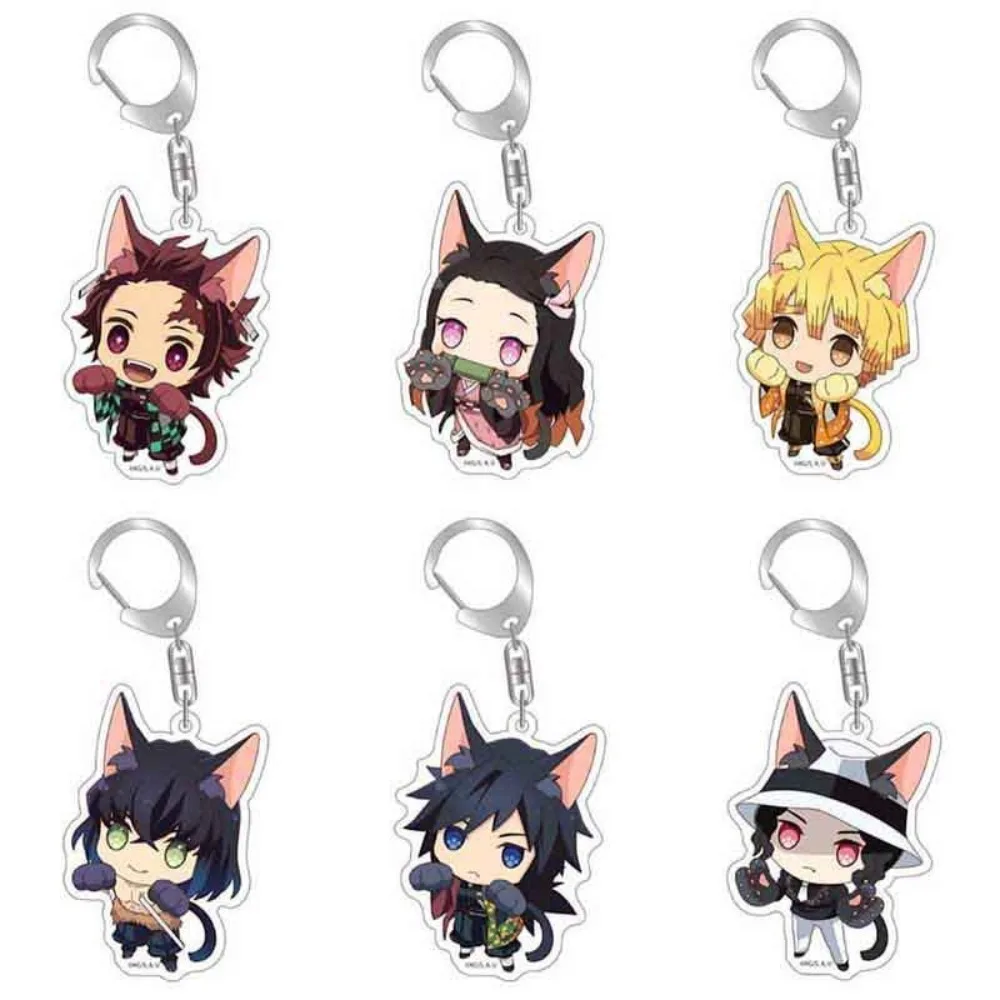 

Аниме Demon Slayer акриловый брелок для ключей Kamado Tanjirou Nezuko Hashibira Inosuke Agatsuma Zenitsu украшение кулон праздничный подарок
