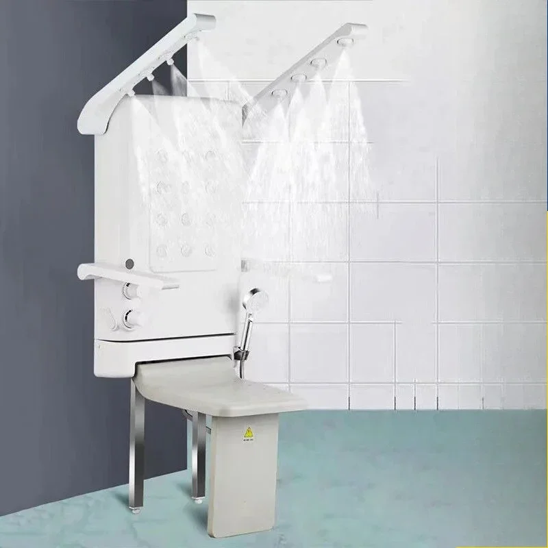 Elderly seated thermostatic shower, toilet bathroom shower chair