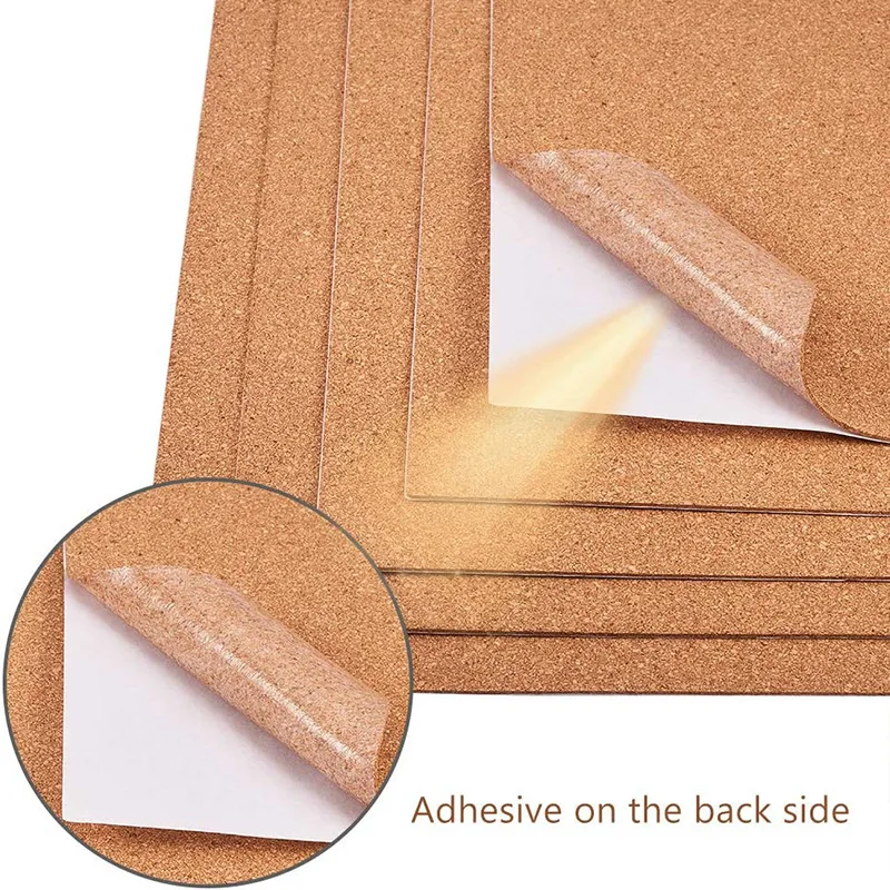 100Pcs 1mm 2mm Thick Self Adhesive Natural Cork Backing Sheets Wall Decor DIY Craft Projects Tabletop Coasters Supplies